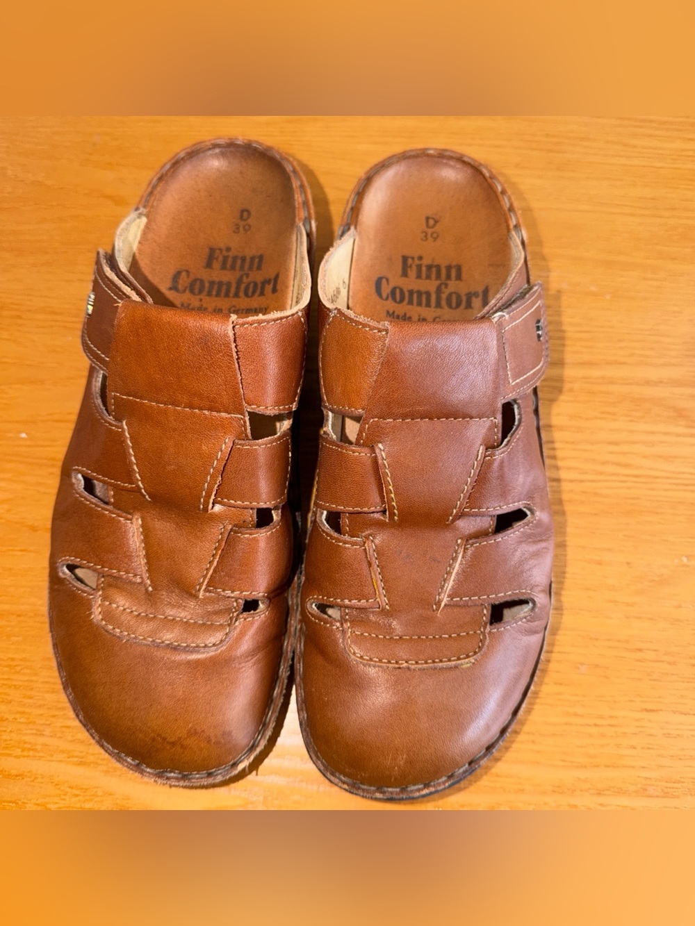 Finn Comfort Java Brown Leather Comfort Clogs EU 39 D 8.5